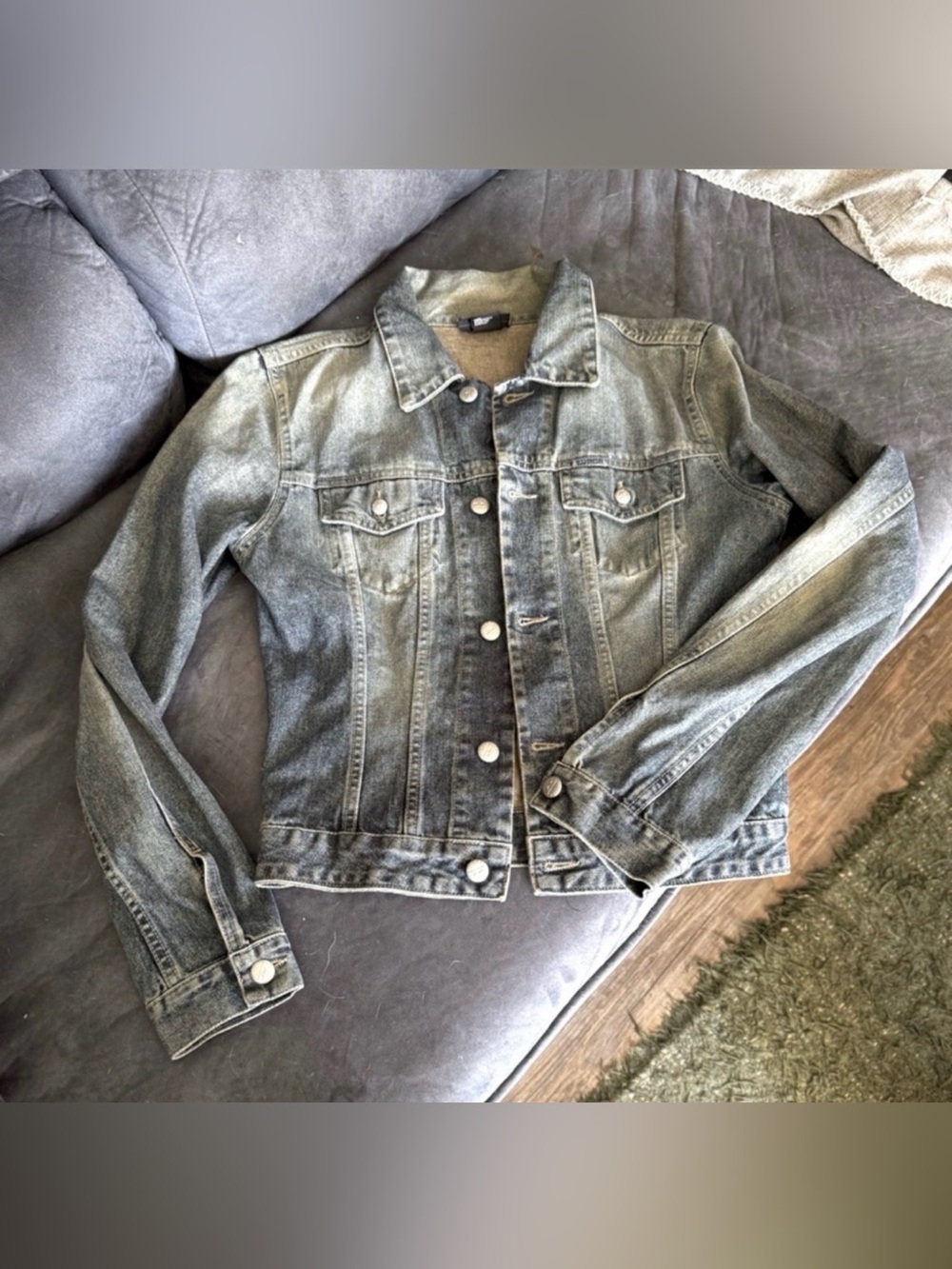 vintage Diesel faded grey-blue denim trucker jacket size medium